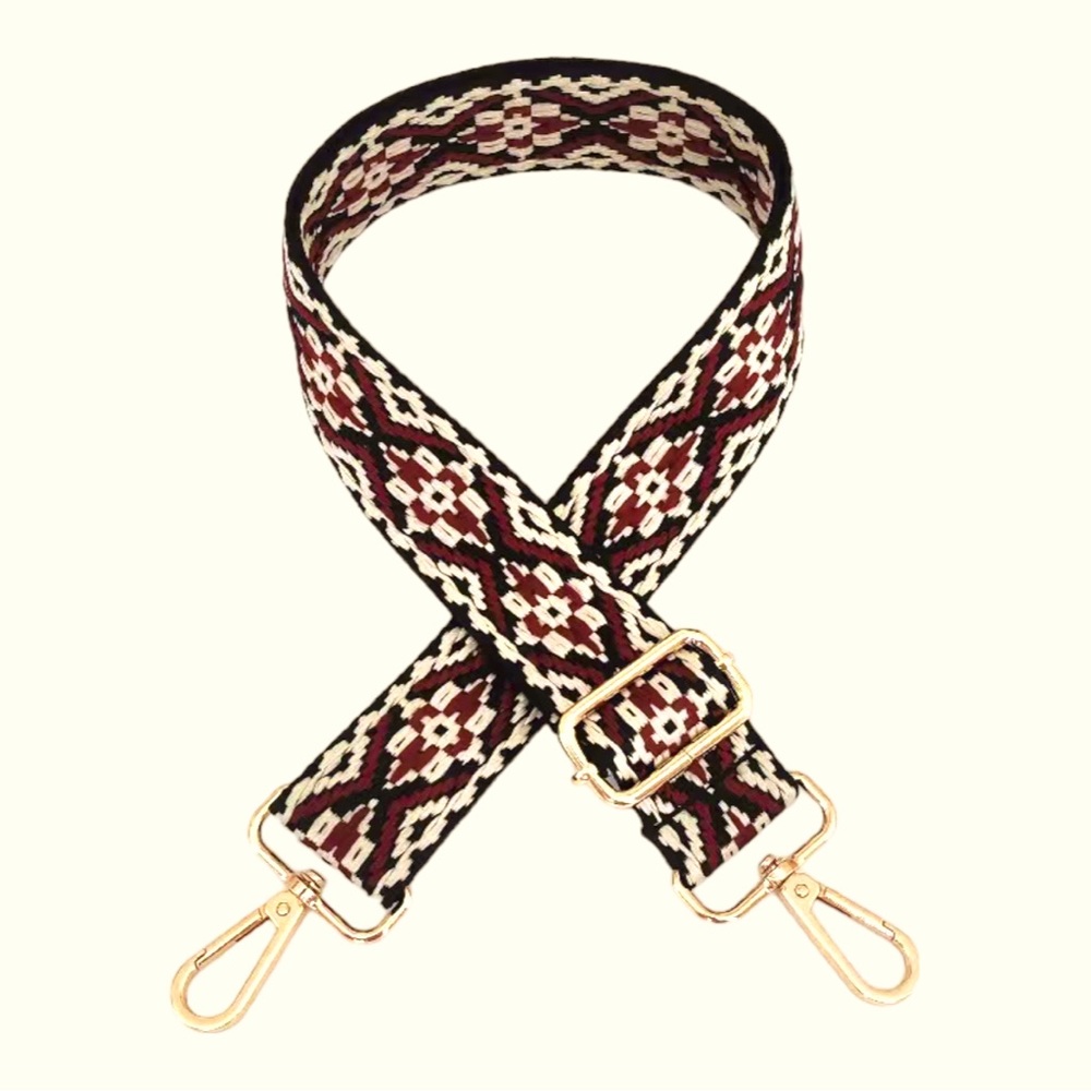 Trendy Boho Embroidery Retro Bag Strap: Adjustable-Wide Width, Handsome Hardware